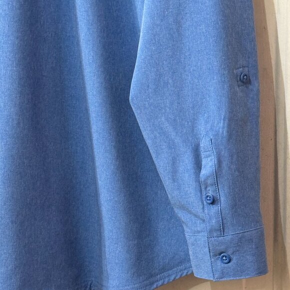 NEW Eddie Bauer Sz 2X Womens Button Up Shirt Roll Up Long Sleeve Blue Pockets - Picture 7 of 11